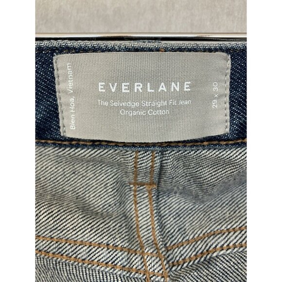 Everlane Womens 29x27” Selvedge Denim Blue Jeans Organic Cotton, Straight Leg - Picture 11 of 12